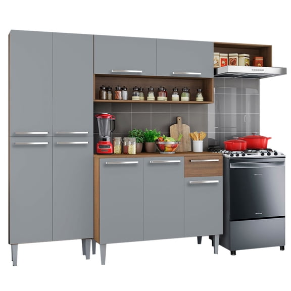 Cocina Integral Completa Modular Madesa Emilly Top Marrón/Gris