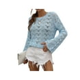 thumbnail image 4 of Liacowi Women Junioprs Knitted Crochet Pullover Hollow Out Long Sleeve Knitwear Loose Ripped Jumper Casual Tops, 4 of 9