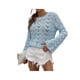 thumbnail image 4 of Txlixc Mujeres Trendy Hollow-Out Tops, Crochet Color sólido Cuello redondo Manga larga Punto Tops con puños acampanados para damas Txlixc  Moda, 4 of 9