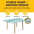 thumbnail image 4 of Teal Summer Coastal Table Cloths for 3 Foot Rectangle Tables, Modern Ocean Waves Starfish Shell Patio Waterproof Elastic Fitted Tablecloths, Washable Rectangular Table Cover for Camping, 4 of 8