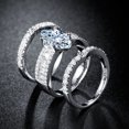 thumbnail image 3 of KDSJSXW Gold Band Ring Woman Luxury Inlaid Drop Gemstone Rhinestones 3 Piece Ring Wedding Ring Jewelry Gift Engagement Rings Gold Jewelry Gold Band Ring Woman(Silver,9), 3 of 4
