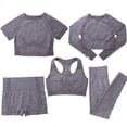 thumbnail image 1 of Ropa de yoga de cinco piezas, pantalones ajustados de cintura alta con tiburón, pantalones cortos, ropa de entrenamiento, traje al aire libre, 1 of 6
