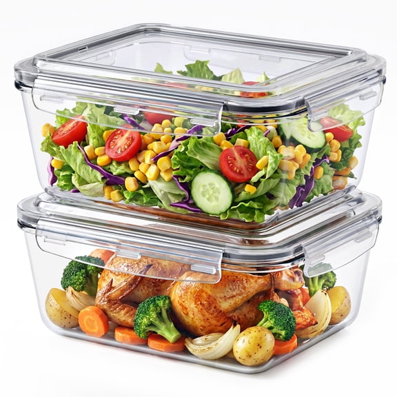 Sorbus Glass Meal Prep Containers, Set of 2, Airtight Lids, Oven/Freezer/Dishwasher Safe
