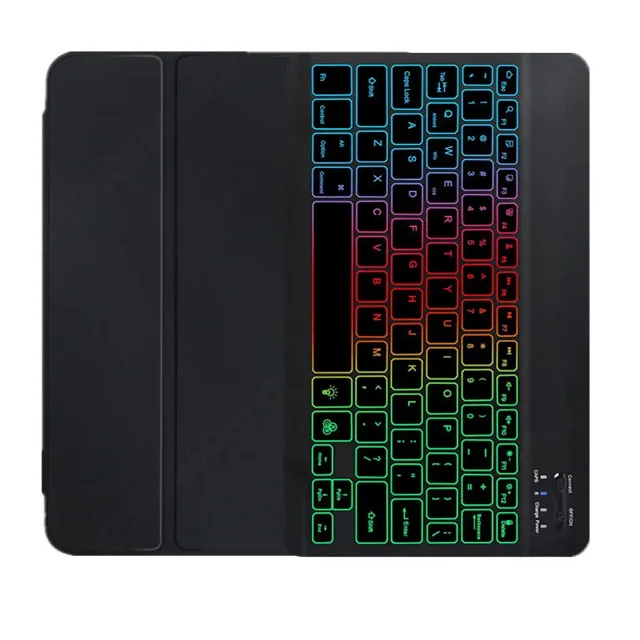 Housse de Clavier Rétroéclairé Arc-en-Ciel pour Étui Samsung Galaxy Tab S9 FE avec Porte-Crayon pour Galaxy Tab S9 FE Housse de Tablette 10,9 Pouces Noir Russe