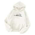 thumbnail image 3 of Baqcunre Women's Autumn and Winter Simple Print Long-Sleeved Hooded Love Zipper Hoodie Y2K Hoodies Womens Hoodies Graphic Hoodie Womens Sweatshirt White Xl, 3 of 3