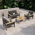 thumbnail image 4 of LazySunsets Aluminum Outdoor Patio Furniture Set, 4 Seats Outdoor Sectional with Coffee Table (Loveseat and Single Seat 2 Pcs), 4 of 9