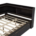 thumbnail image 5 of Full Size L-Shaped Daybed with L-Shaped Bookcase Storage, 2 Smooth-Glide Drawers & USB Ports for Home Office/Bedroom/Living Room, Solid Wood Espresso Daybed with Built-In Chargers, 5 of 8