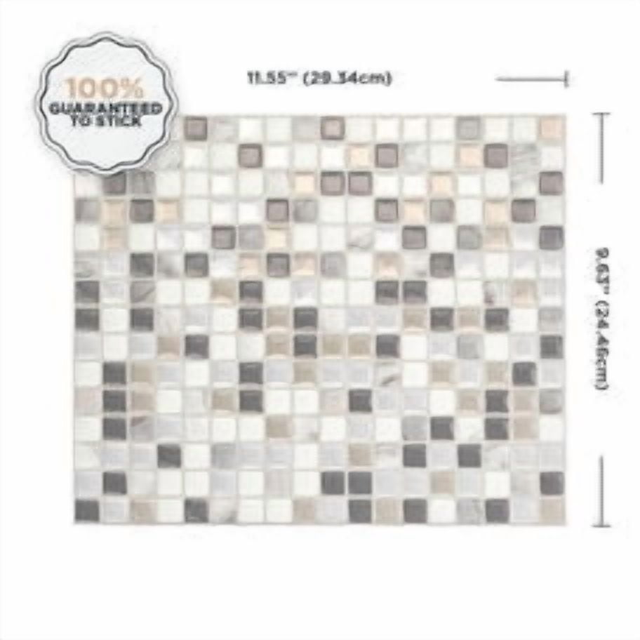 Smart Tiles Peel and Stick Backsplash, 5 Adhesive Tiles, Minimo Beige/Grey/White, 11.55"x9.64"