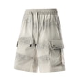 thumbnail image 5 of Men's Casual Dressy Cargo Shorts Lightweight Elastic Drawstring Waist Shorts Relaxed Fit with Side Pockets, 5 of 5