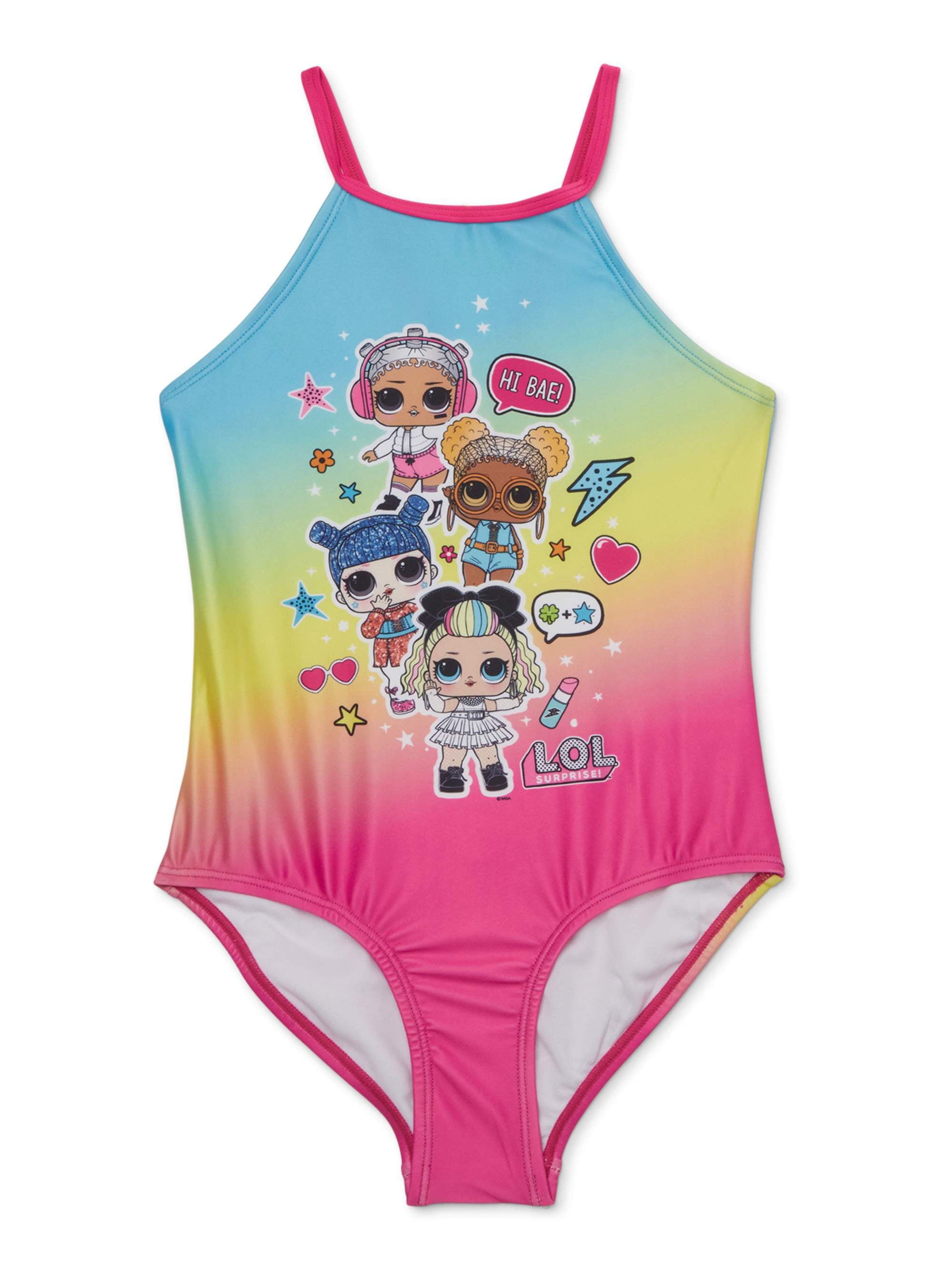 L O L Surprise L O L Surprise Girls 5 8 Rainbow One Piece Swimsuit Walmart Com Walmart Com