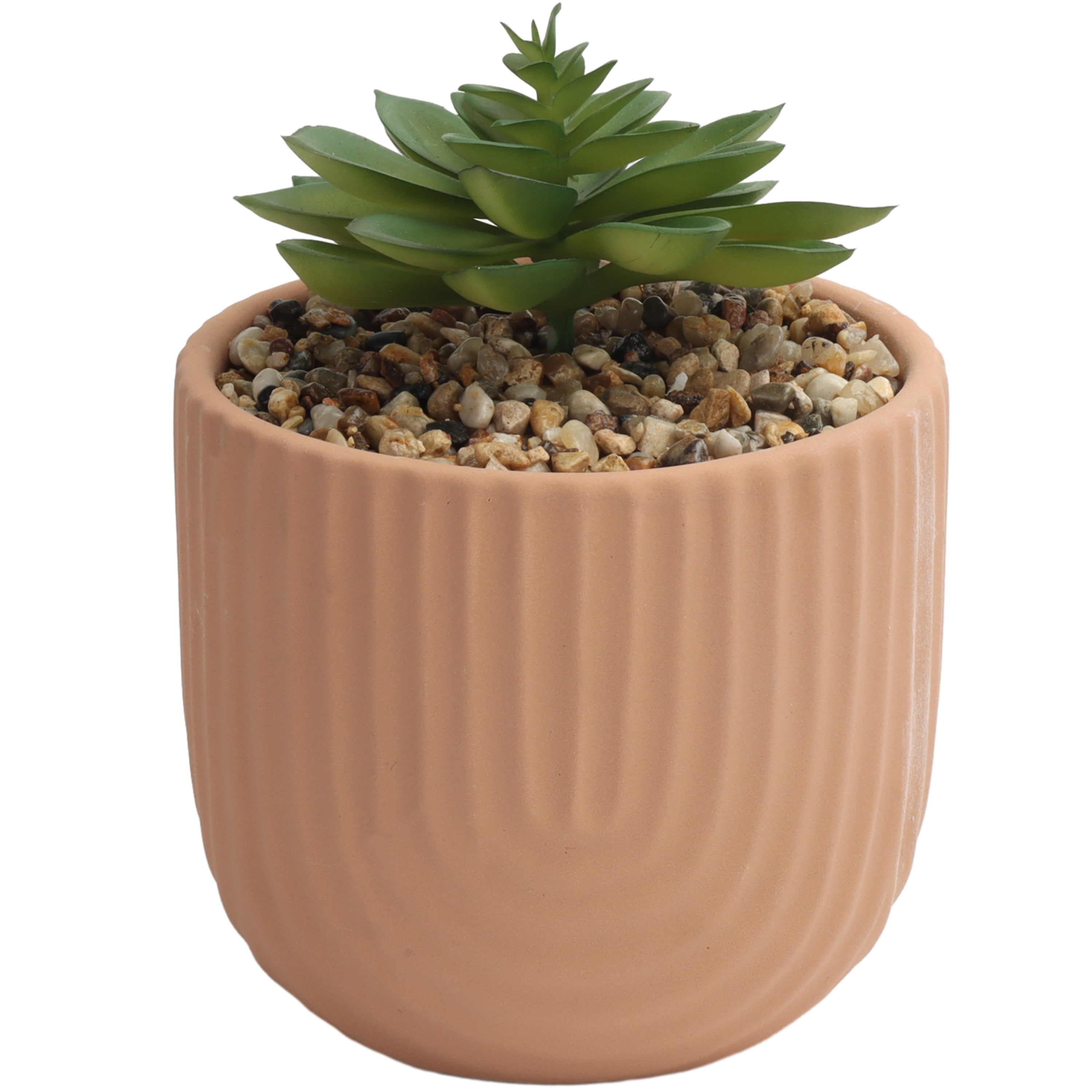 (2 pack) Home Decor Collection Indoor Arched Designed Terracotta 6.4" Pot with Faux Succulent Tabletop Décor