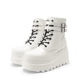 thumbnail image 2 of BURUDANI Women Chunky High-Heel Platform Combat Ankle Boots Goth Lace-Up Motorcycle Booties, 2 of 7