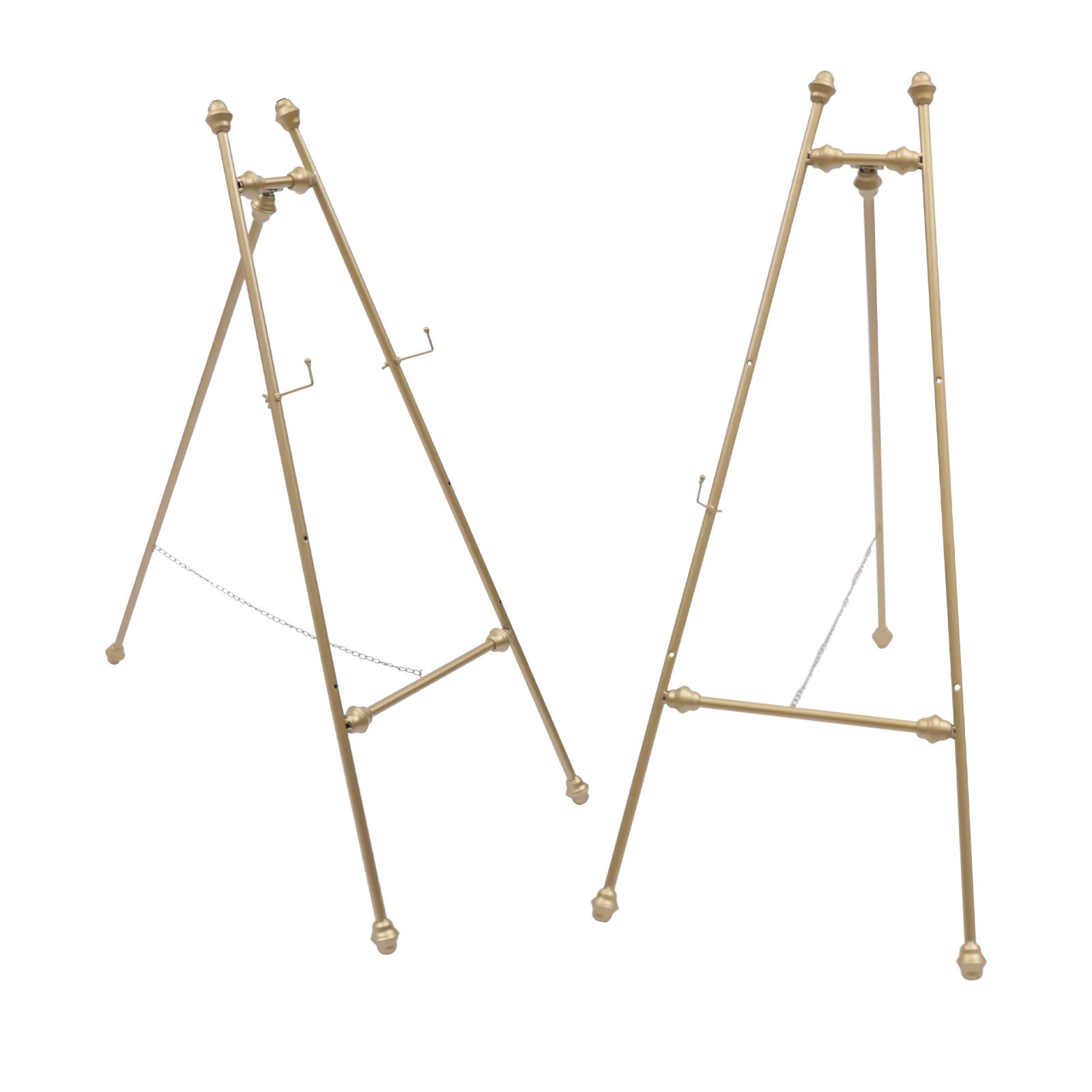 Wuzstar 2 Pcs Metal Floor Easel Stand Portable Golden Wedding Tripod Stand with Adjustable Hooks,46.5" Tall