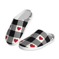 thumbnail image 2 of Yiaed Heart Black Buffalo Plaid Gingham Print Slippers Fuzzy Warm Cozy Slippers Non Slip House Slippers For Indoor Outdoor Slippers House Slippers-39/40, 2 of 7