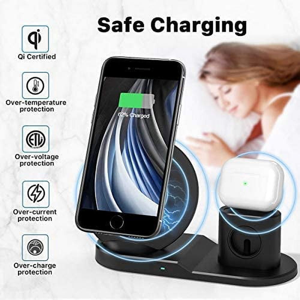 3 in 1 Wireless Charger for iPhone 11 Pro Max/Xs/XS/8P, Fast Wireless Charger for AirPod, Wireless Watch Charging Stand for iWatch 1/2/3/4/5,Black