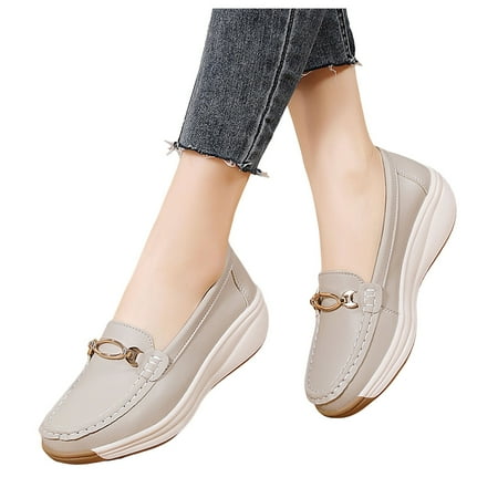 Oyedens Wedge Loafers for Women Fashion Casual Platform Women s Loafers & Slip-Ons Walking Work Shoes