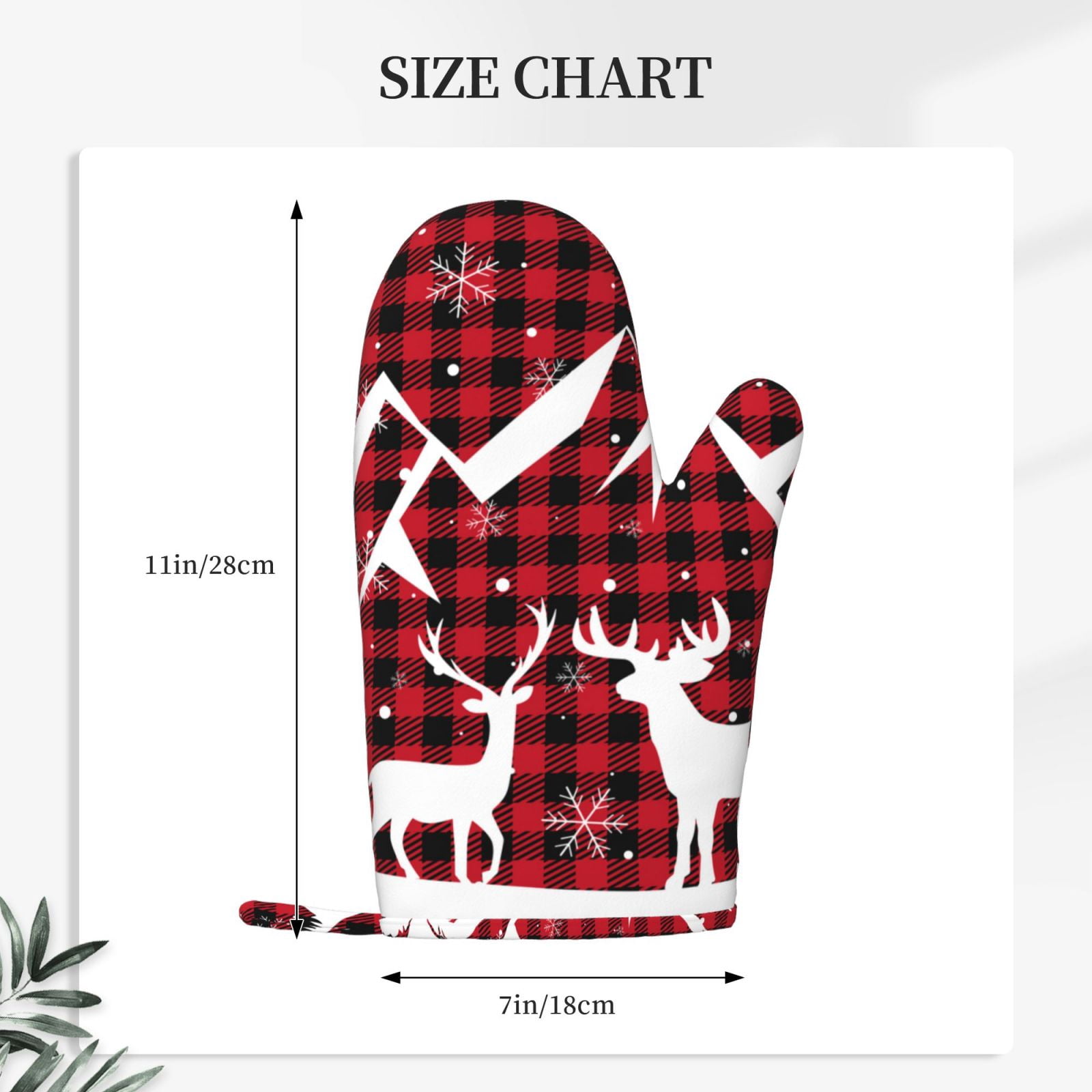 Hirioo Christmas Buffalo Plaid for Silicone Oven Mitts for BBQ, Baking, Cooking, Set of 2, Heat Resistant 260℃, Non-Slip Kitchen Essentials