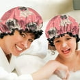 thumbnail image 6 of Shower Caps,Pug and Love Heart Waterproof Shower Cap for Women 4 Pieces,Double Reusable Hair Cover for Shower PEVA Elastic Stretch Hem, 6 of 7