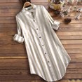 thumbnail image 3 of ZZwxWA Women's Button Down Shirt Dress Oversize Collared Long Sleeve Stripes Linen Tunic Dresses Blouse, 3 of 4