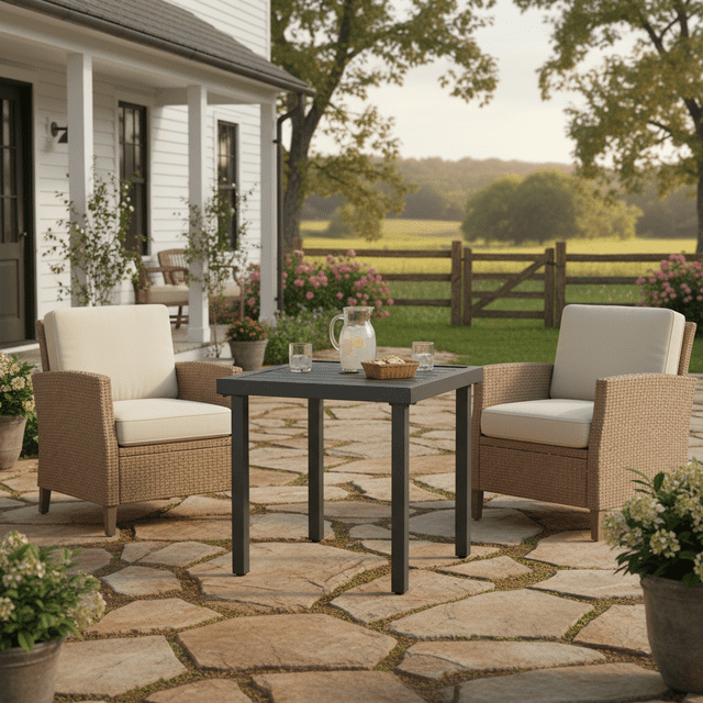 Table Basse en Rotin Gris avec Cadre en Acier, Table de Patio Extérieure de 20,1 Po