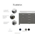 thumbnail image 4 of Water Creation Madison 60" Wood Double Bathroom Vanity in Gray & Chrome, 4 of 14