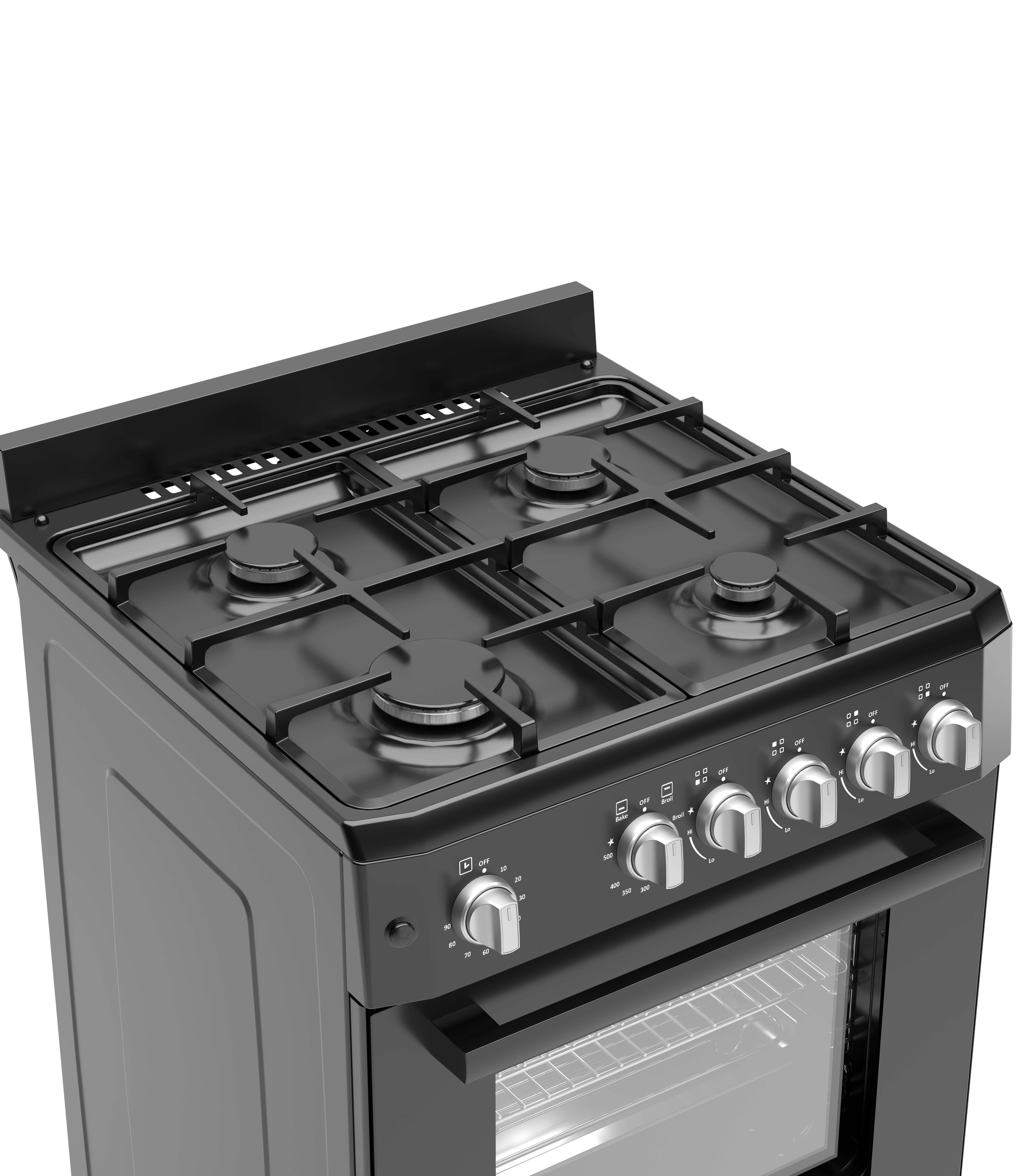 Premium Levella 24" Freestanding Gas Range with 4 Burners and 2.7 Cu. Ft. Oven Capacity in Black