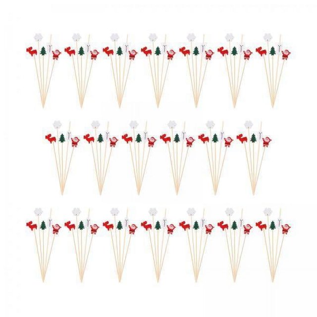 Palillos de cóctel,Palillos de madera para cócteles navideños Palillos para frutas,Aperitivos Frutas Palillos de bambú Decorativos,Decoraciones de comida para fiestas navideñas Palillos de