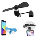 thumbnail image 2 of YardChic 2Pcs Phone Fan, Mini Cell Phone Fan, 2-in-1 Fan Compatible for All Type Smartphone,Tablet Fit for Type C/Lightning Port, Cell Phone Summer Accessories, Black, 2 of 5