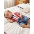 thumbnail image 6 of Cenuakty Toddler 6M 12M 18M 24M 2T 3T 4T Boys Shorts Set, Stars Striped Shirt with Denim Overall Shorts Summer 4th of July Outfit, 6 of 9