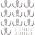 thumbnail image 1 of Juego de 10 percheros dobles para colgar en la pared, ganchos dobles de metal y ganchos de almacenamiento con tornillos para estantes, cajones, baño, dormitorio, gancho y decoración, color plateado, 1 of 5