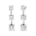 thumbnail image 4 of 14K White Gold 3/4 Cttw Round Diamond 3 Stone Graduated Linear Drop Past, Present and Future Stud Earrings (H-I Color, SI1-SI2 Clarity), 4 of 7