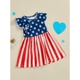 thumbnail image 3 of CIYCuIT Toddler Little Girls Independence Day Dress Stars Stripe Print Flying Sleeve A-line Dress Kids Cute Casual Summer Dress for 4th of July 6 Months-6 Years, 3 of 9
