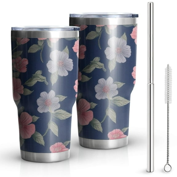 30oz Pioneer Flower Tumblers Stainless Steel Tumbler with Lid and Straw,Vacuum Insulated Double Wall Travel Tumbler Cups Mug with Cleaning Brush for Coffee,Tea