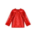 thumbnail image 4 of YONGHS Kids Girls Boys Metallic Shiny Shirt Blouse Jazz Dance Stage Performance Tops Red 5-6, 4 of 7