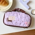 thumbnail image 4 of Cute Cosmetic Bags for Purse,Featherweight Small Quilted Makeup Bag with Zipper & Handle, for Storing Stationery and Office Supplies Pink, 4 of 8