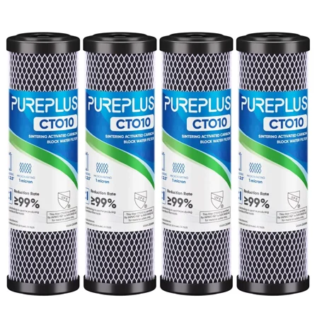 Whole House CTO Carbon Water Filter Cartridge 1 Micron 2.5" x 10" 4PACK