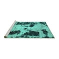 thumbnail image 2 of Ahgly Company Machine Washable Indoor Square Abstract Turquoise Blue Modern Area Rugs, 3' Square, 2 of 4