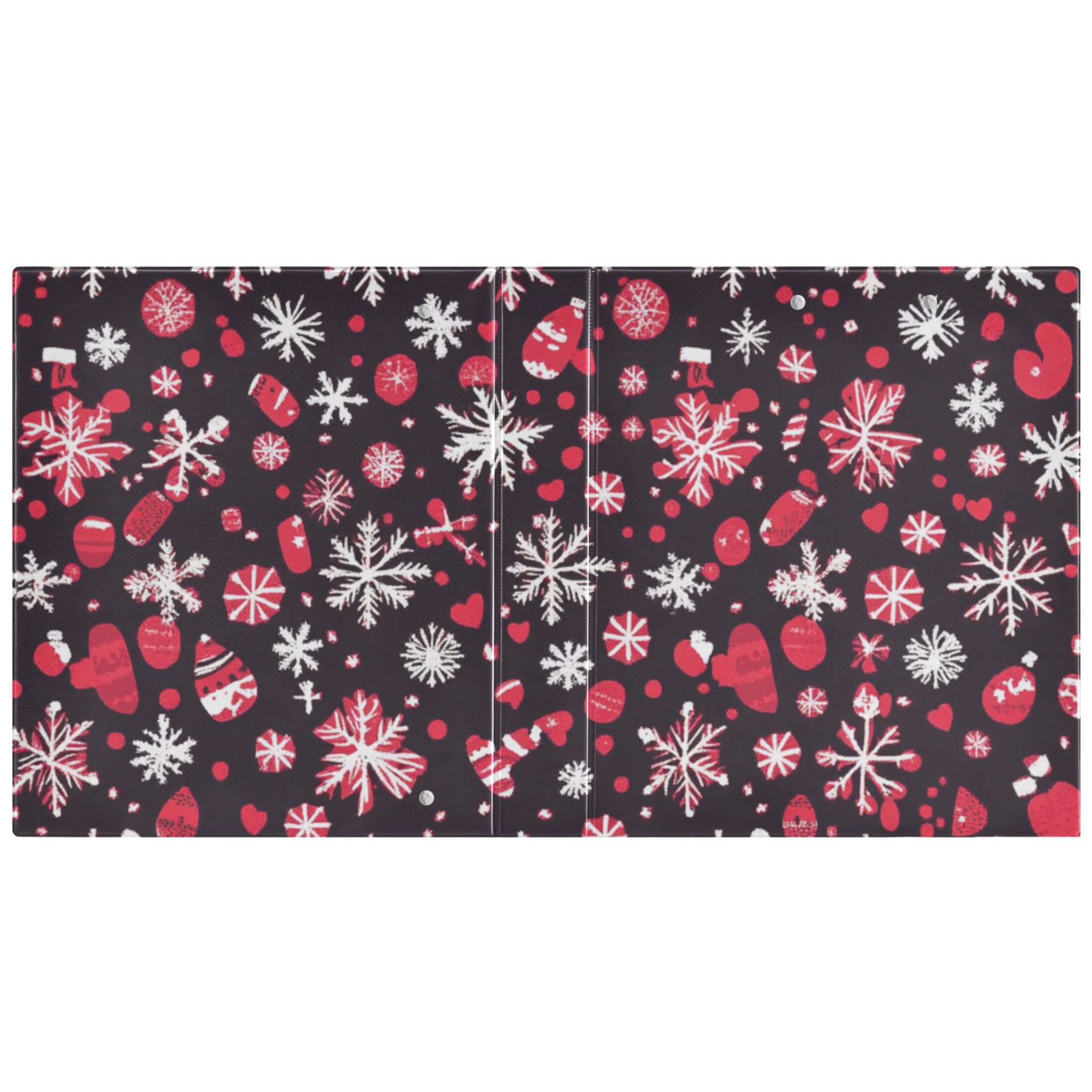 Christmas Snow Red 3 Ring Binders 1.5 inch Hardcover File Folders with Interior Pockets A4 Size Organizer for School Office Hospital