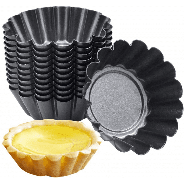 Egg Tart Molds, Mini Quiche Pans, 12 PCS NonStick Mini Tart Pans, Pudding Molds, Carbon Steel