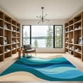 thumbnail image 2 of ODIKA 8'x10' Machine Washable Non-Slip Area Rug, Wave Crests Patterned High Traffic Rug with Pad, Blue, 897429, 2 of 8
