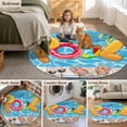 thumbnail image 5 of Round Area Rug 3ft,Summer Vacation Swimming Pool Washable Carpet Non-Slip Runner Accent Rugs Indoor Floor Mat for Bedroom Living Room Decor,Sunglasses Slippers Palm Tree, 5 of 9