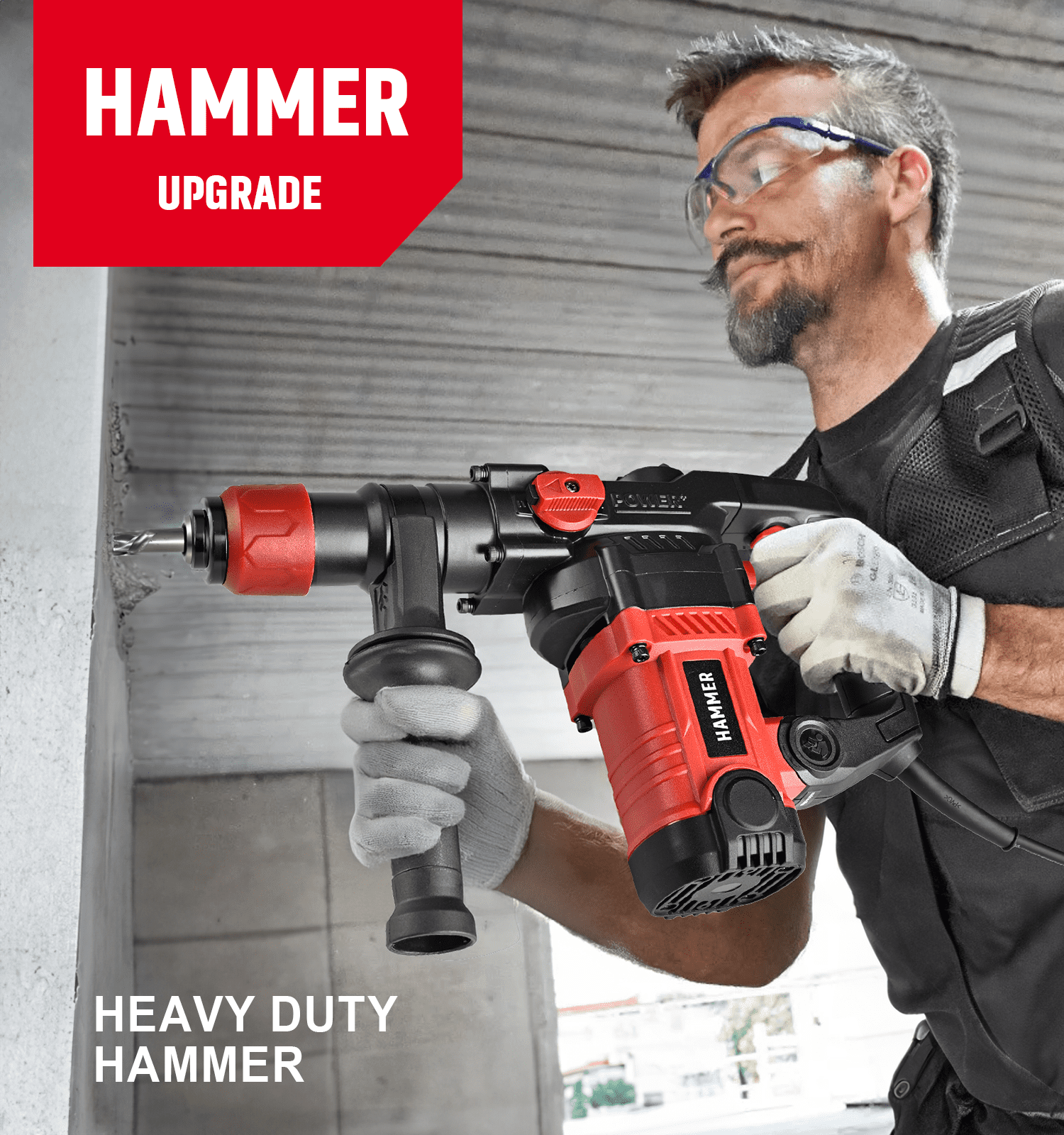 Hammer Drill, 1500 mA, Corded Electric Rotary Hammer, Dual-Mode Multi-force Adjustment, Must-have For Home Decoration And Construction Project
