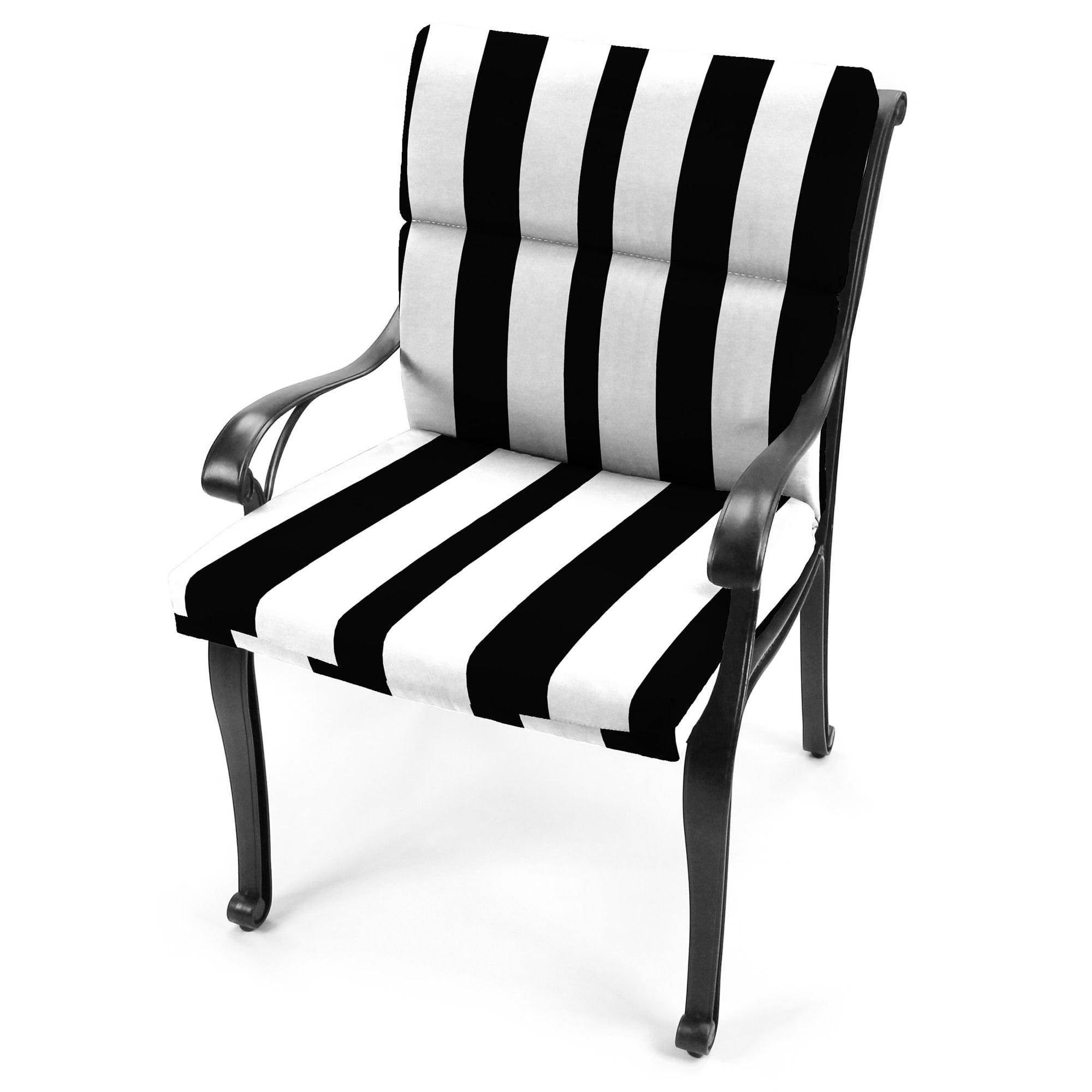 Jordan Manufacturing 45.5" x 23" Awning Onyx Black Stripe Rectangular Outdoor Chair Cushion with Ties