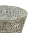 thumbnail image 3 of 19 Inch Luxury Accent Table Stool, Star Foliage Pattern, Gray and Brown- Saltoro Sherpi, 3 of 5