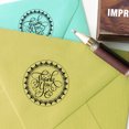thumbnail image 2 of Printtoo Monogramme Rond Fleur de Lis Bordure Merci Calligraphie Bois Monté Caoutchouc Idée Cadeau, 2 of 2