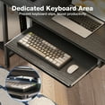 thumbnail image 4 of 55 Inch Reversible Gaming Desk with Power Outlets and LED Light, Office Desk with File Cabinet & Drawer, Computer Desk with Keyboard Tray and Full Monitor Riser and PC Stand, Study Table, Black, 4 of 9