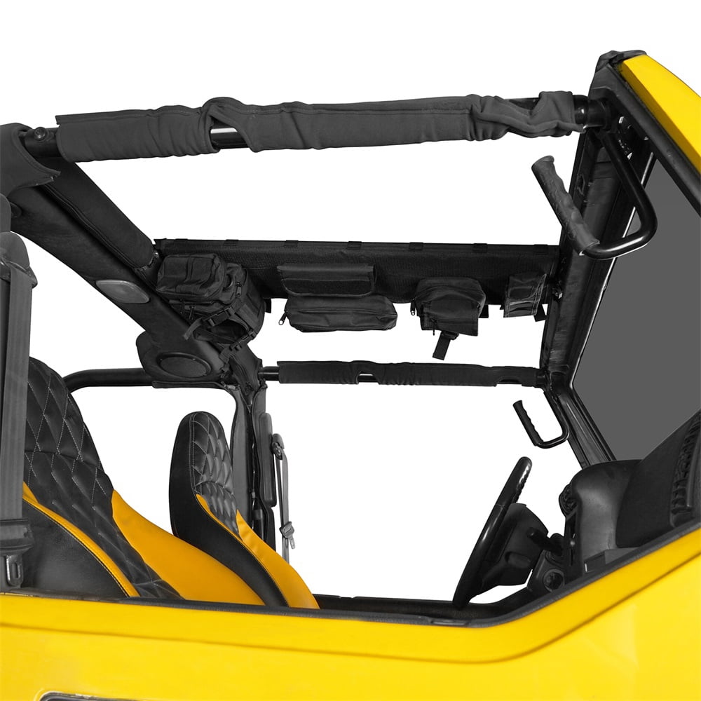 Hooke Road Front Overhead Storage MOLLE Panel w/ 5x Pouches Fit 1997-2006 Jeep Wrangler TJ