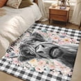 thumbnail image 4 of 3'x5' Rug for Living Room Bedroom, Black Cow Floral Washable Area Rugs Non-Slip Carpet Mats, Black Buffalo Plaid Farmhouse Animals Indoor Low Pile Area Rug Runner for Kitchen, Mudroom, 4 of 8