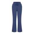 thumbnail image 3 of Pantalones De Verano Pantalones cómodos de lino y algodón con bolsillos y cordón para mujer, atuendo diario holgado Cgtredaw Azul S para Mujer, 3 of 8