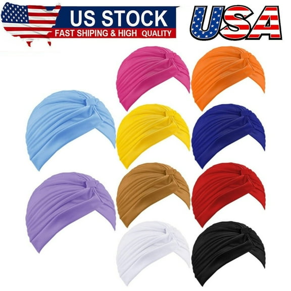 10 Pcs Stretchy Turban Cap Chemo Head Wraps Cancer Headwear Bennie Twisted Indias Hat for Women